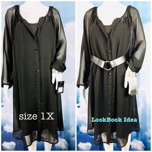 SOLD ‼️ Black Dress 1X Sheer Shift Boho